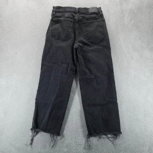 Madewell Jeans Womens 28 Black Perfect Vintage Wide Leg High Rise Raw‎ Hem - Picture 2 of 9